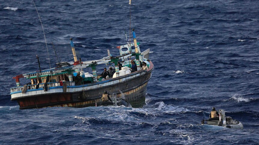 HMAS Newcastle conducts security patrol in the Indian Ocean