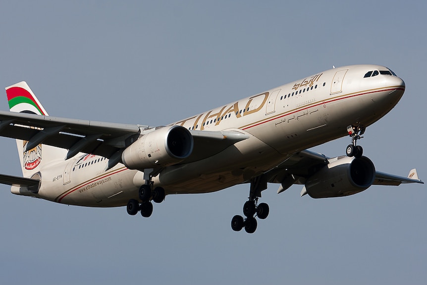 Etihad Airways Airbus flight flying.