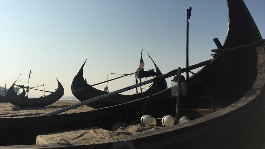 A photo of fishing boats in Bangladesh.
