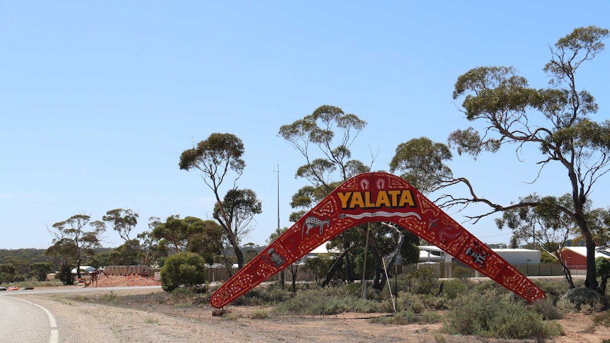 A sign into the South Australian Aboriginal community of Yalata.