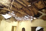 Rohith Yalamanchali inside his Roebourne home with a collapsed ceiling