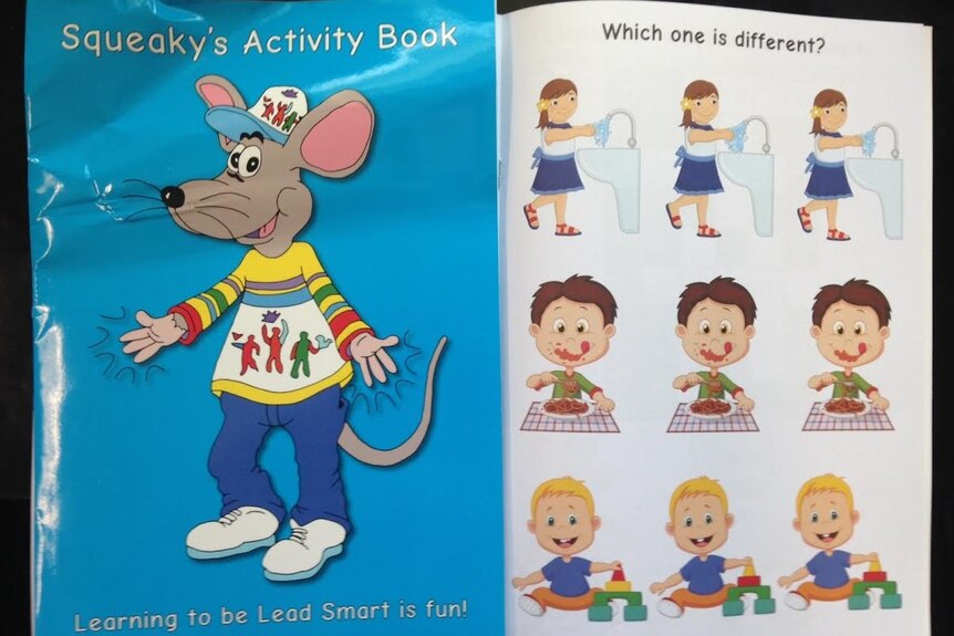 A Lead Alliance colouring book featuring 'Squeaky the Mouse'