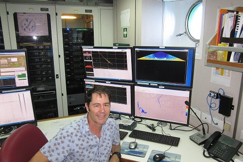 Dr Robin Beaman aboard the CSIRO research ship, the RV Investigator.