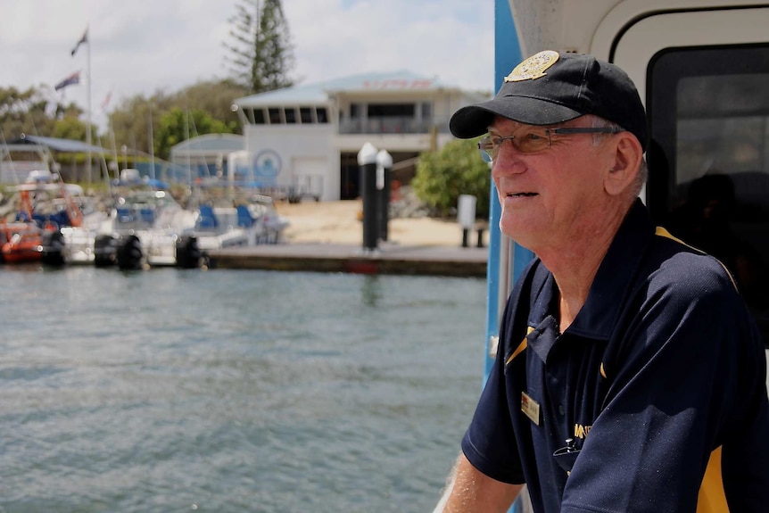 Volunteer Marine Rescue Southport skipper Dave MacDonald on the Gold Coast Broadwater