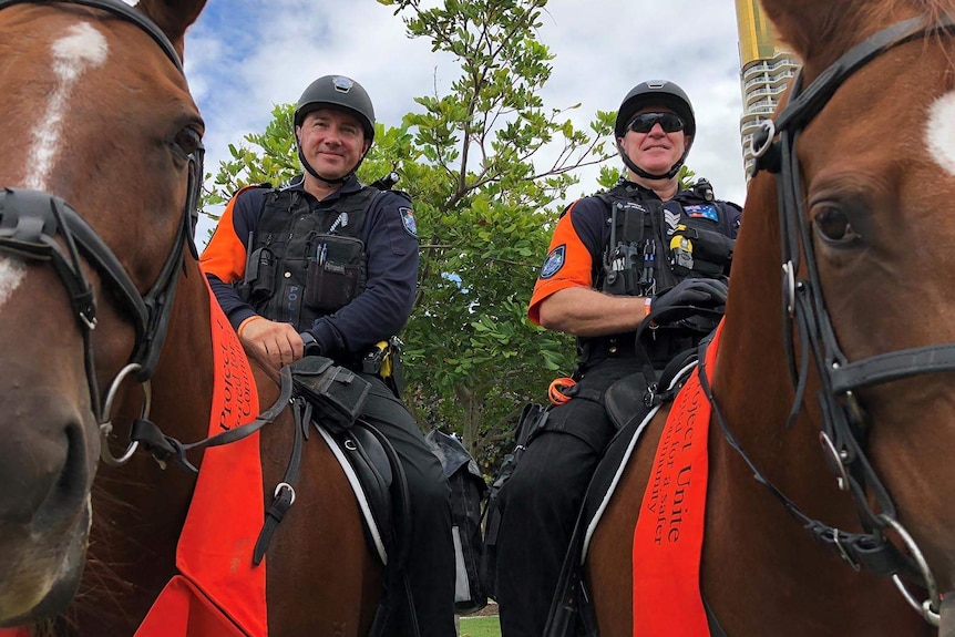 (LtoR) Mounted officers Senior Sergeant Simon Shilton (left) and Sergeant Roy Mientjes