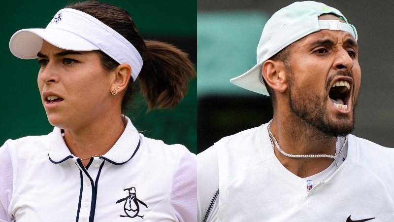 A composite image of Ajla Tomljanovic (left) and Nick Kyrgios at the 2022 Wimbledon tournament.