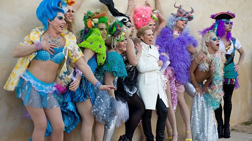 Actress Toni Collette joins the group of drag queens in Pt Germain, in outback South Australia.