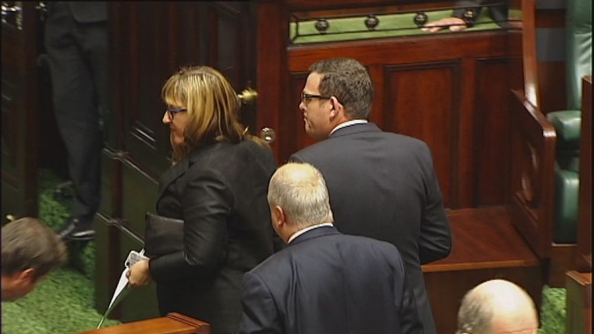 Mr Andrews was ordered out of the House and almost all of the Opposition walked out in protest.