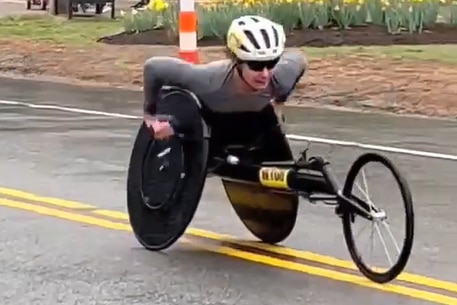 Newcastle Paralympian Christie Dawes racing in Boston