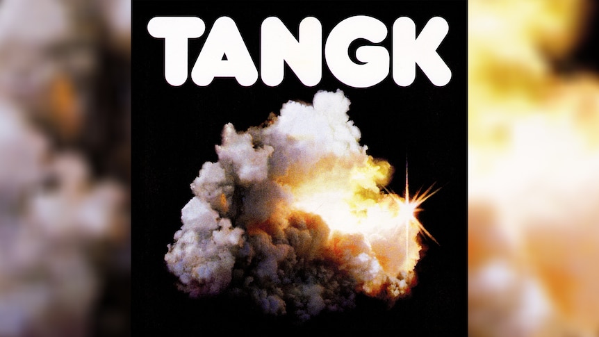 Cover of IDLES' 2024 album TANGK, showering a cloudy explosion and the title