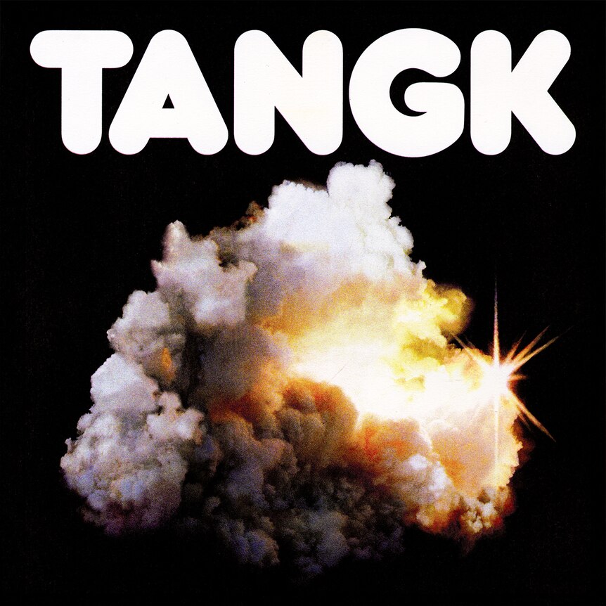 Cover of IDLES' 2024 album TANGK, showering a cloudy explosion and the title