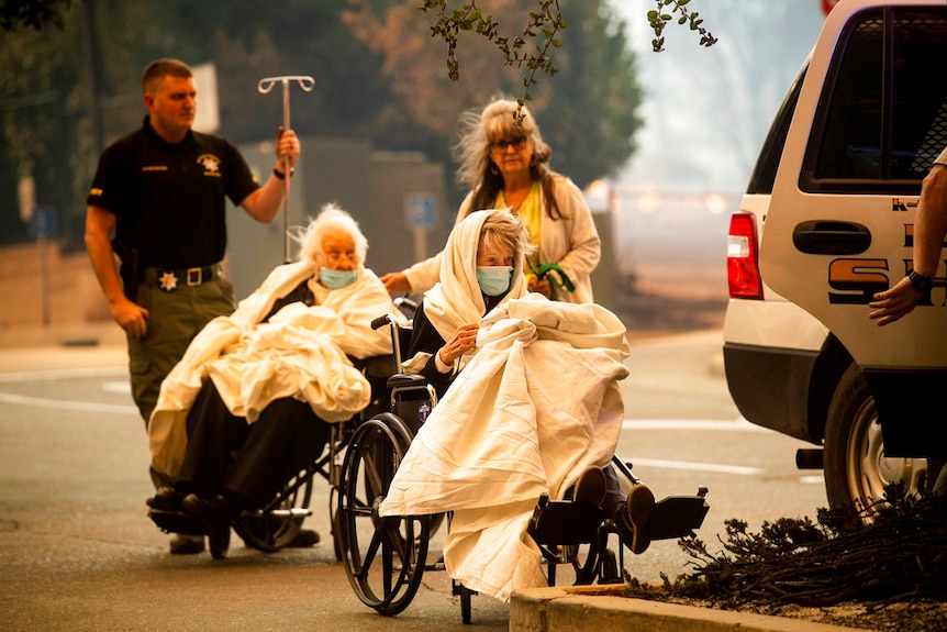 People were evacuated from hospitals as the wildfires threatened townships in northern California.