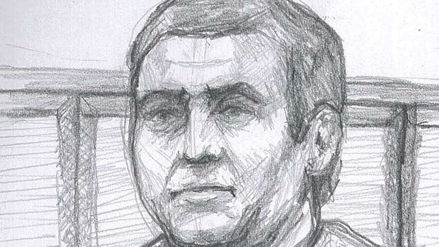 Courtroom sketch of convicted murderer Leslie Kevin Talbot.