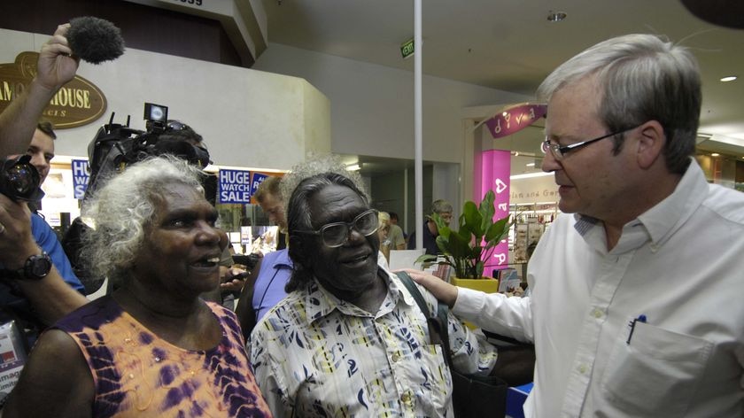 Sorry pressure: Kevin Rudd in Darwin during the election campaign