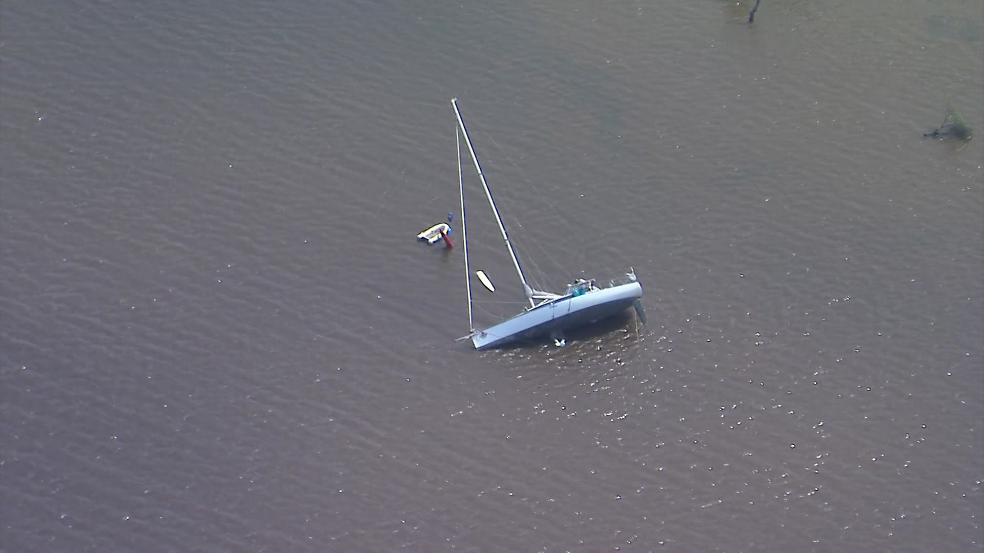 A boat is partially sunken in Gold Coast waters