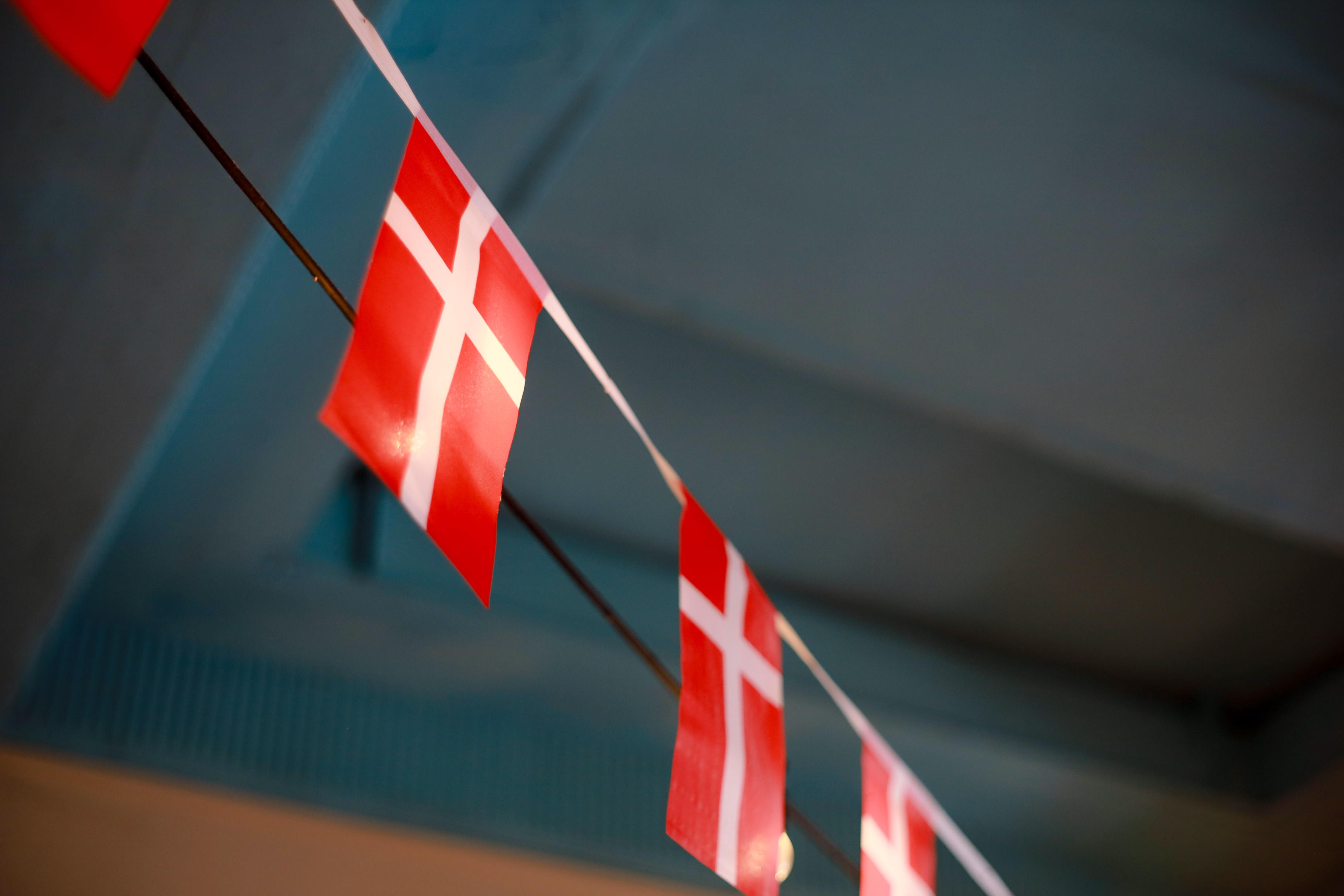 danish flag bunting decorate the slip inn pub now el loco to celerate princess mary's royal proclamation