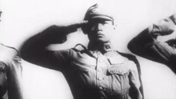 Japanese soldier salutes