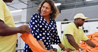 Leanne Liddle speaks to prisoners in Darwin.