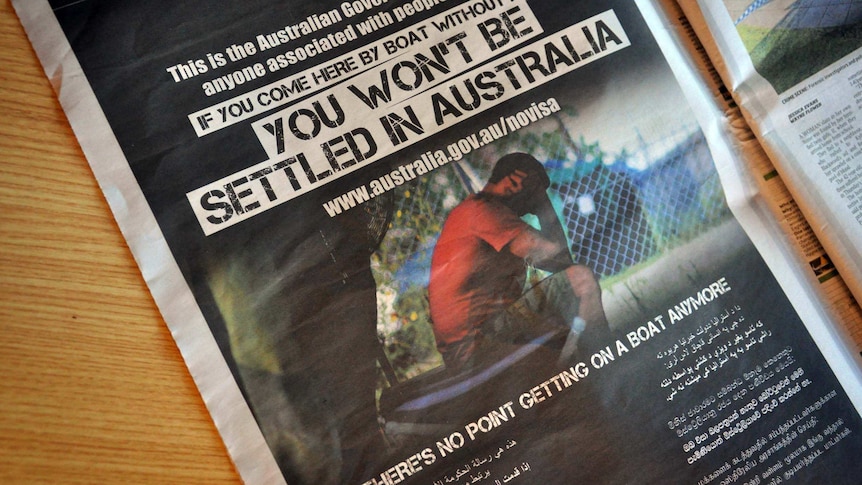 Government newspaper advertisement warns asylum seekers not to come to Australia by boat
