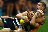 Whitecross was charged with making negligent high contact with Joel Selwood.