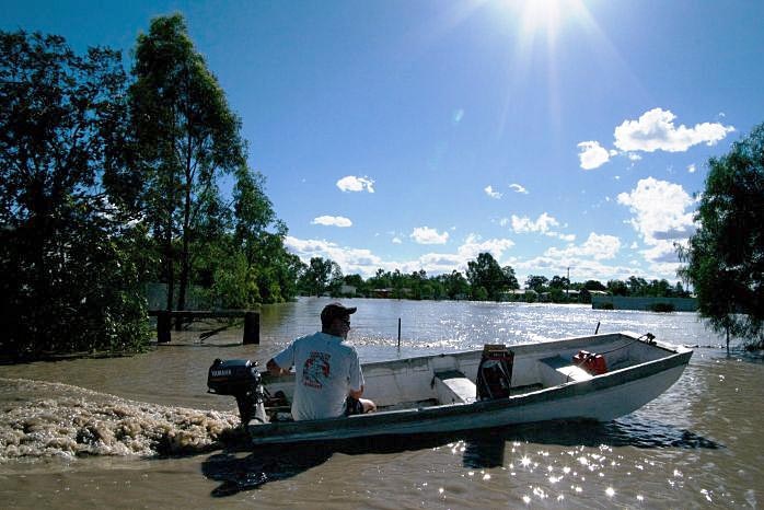 Man navigates Ashley floodwaters