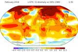 A world map showing temperature anomalies.