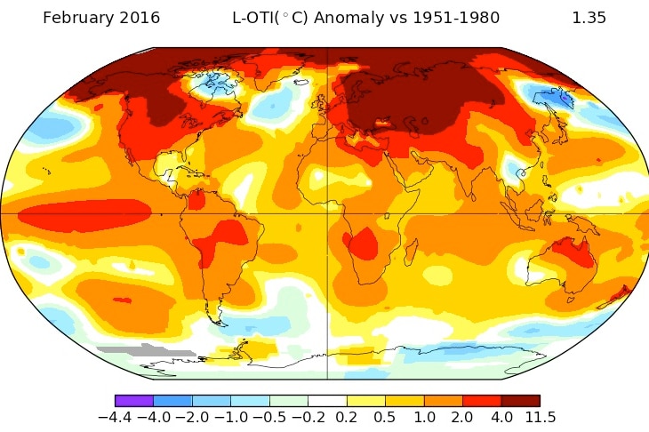 A world map showing temperature anomalies.