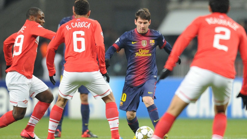 Lionel Messi moved closer to Gerd Muller's scoring record with two goals against Spartak Moscow.