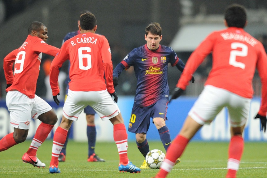 Lionel Messi moved closer to Gerd Muller's scoring record with two goals against Spartak Moscow.