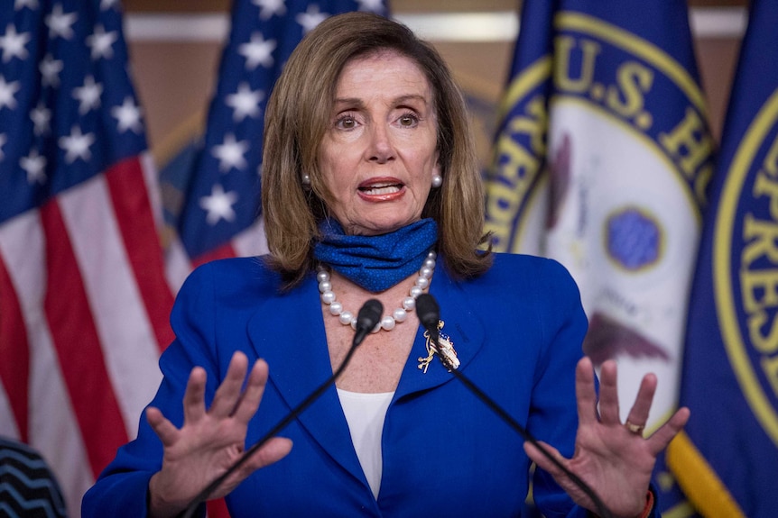 House Speaker Nancy Pelosi of Calif. speaks at a press conference