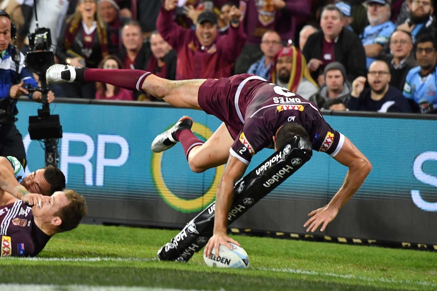 Corey Oates put the ball down with one hand while flying through the air