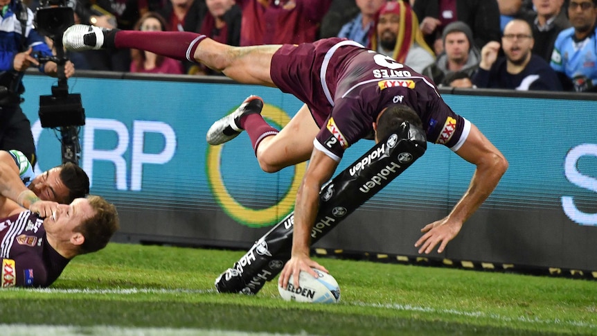 Corey Oates put the ball down with one hand while flying through the air