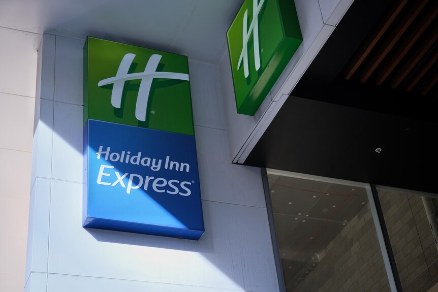 A Holiday Inn Express sign on a building.