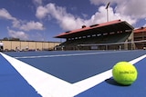 Tennis ball on a court