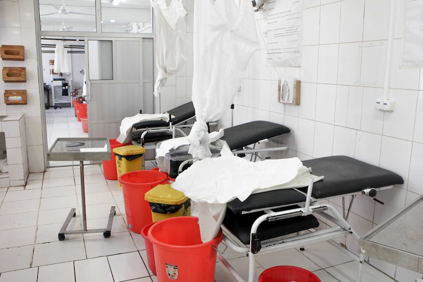 Beds in Khost maternity hospital in Afghanistan.