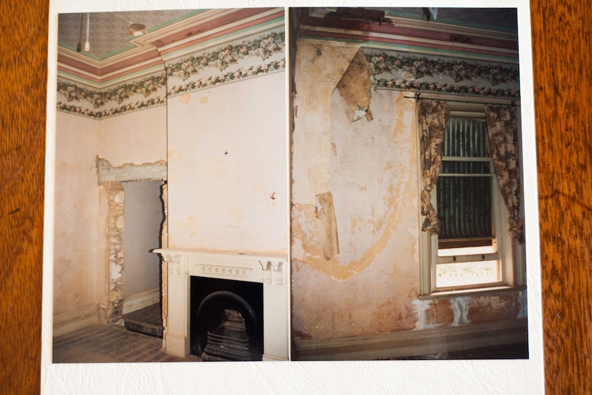 Pre-renovation, the rooms were dilapidated after the house was abandoned for more than 30 years