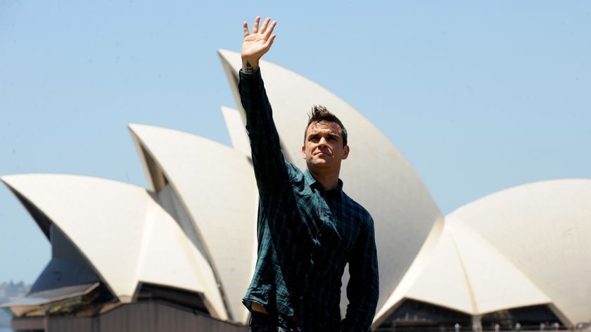 Engaged: Robbie Williams is in Australia to promote his new album.