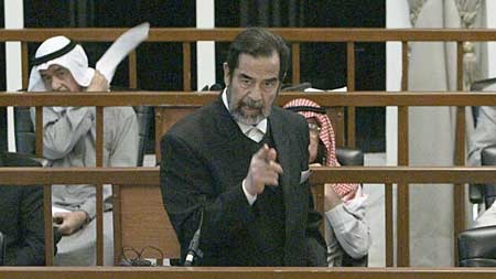 Saddam Hussein has been sentenced to death in a separate case for crimes against humanity (file photo).