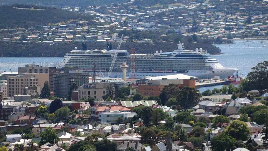 The Celebrity Solstice cruise ship docks in Hobart, November 24, 2015.