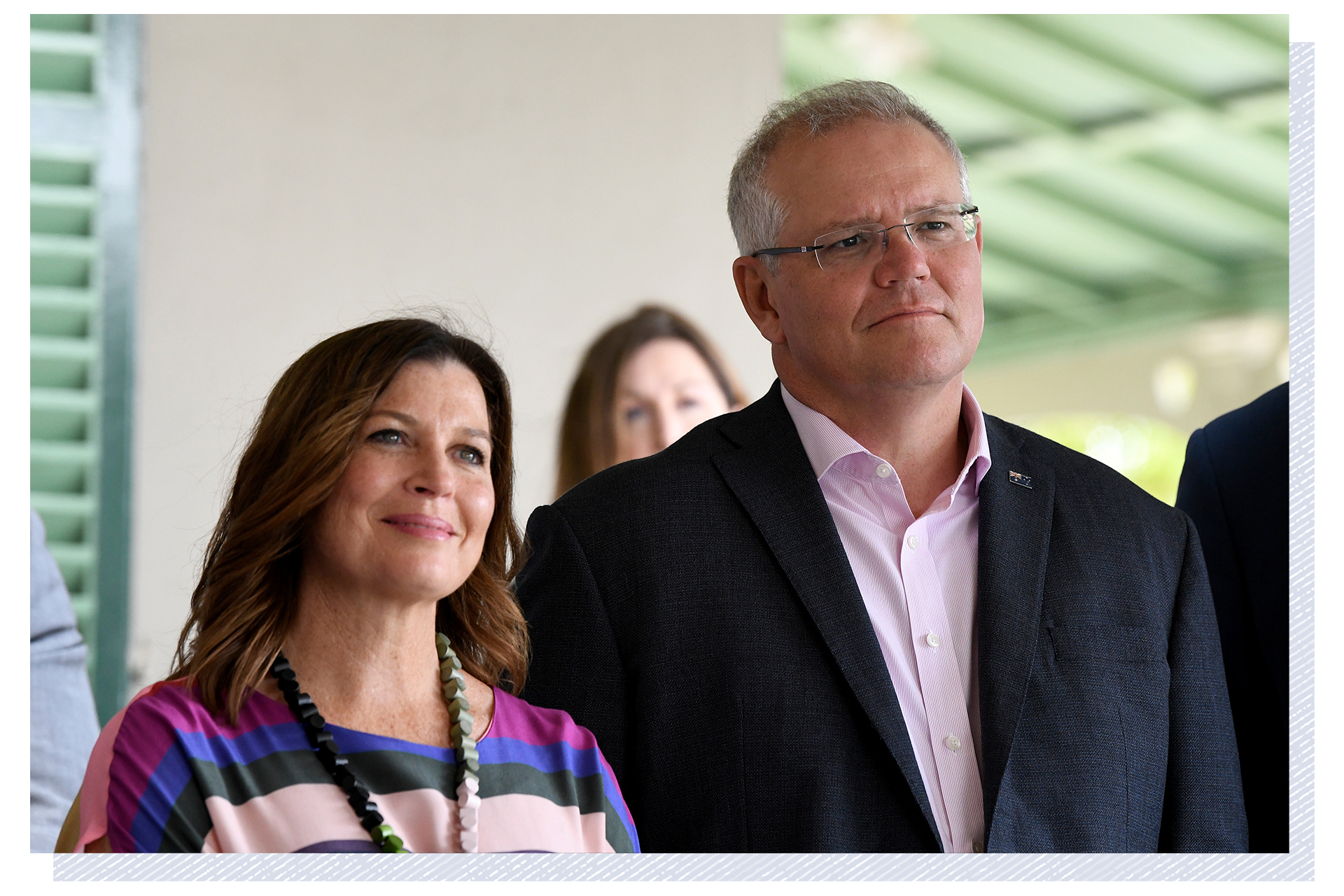 Jenny and Scott Morrison stand beside each other.
