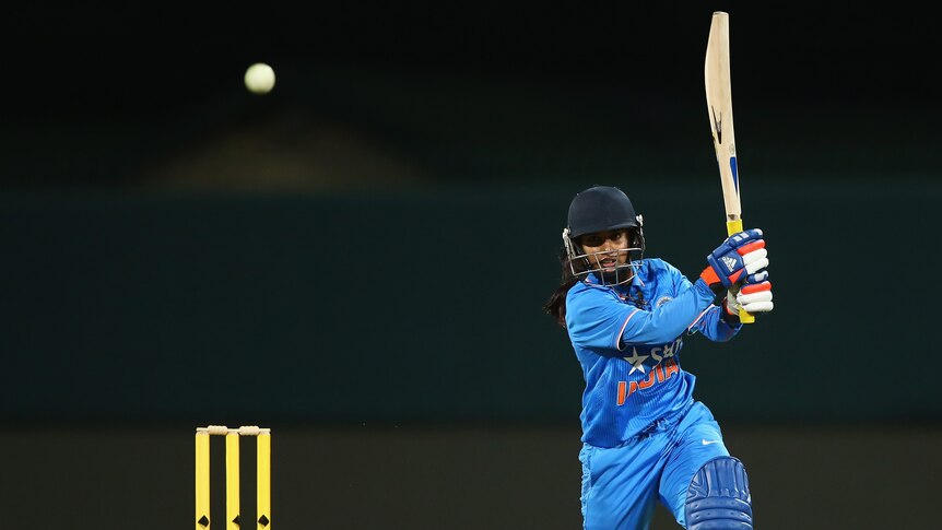 Indian captain Mithali Raj scores runs during the third ODI against Southern Stars in Hobart.