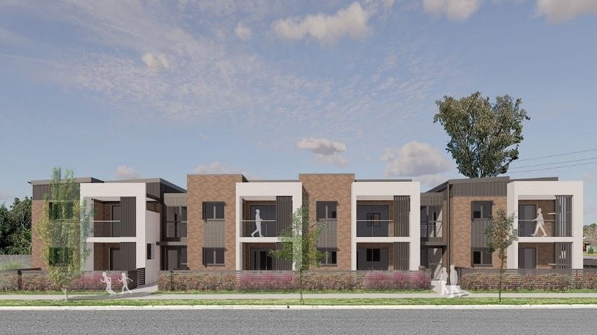 Digital image of a number of two-storey brick units 