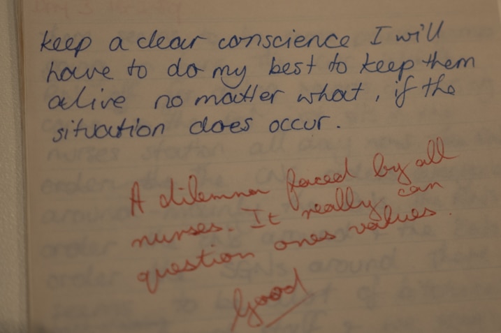 Michelle Judd's diary note to try to keep a clear conscience.