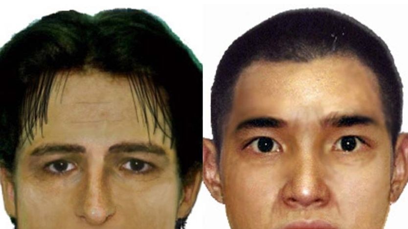 Composite image of two men police believe are linked to two armed robberies.