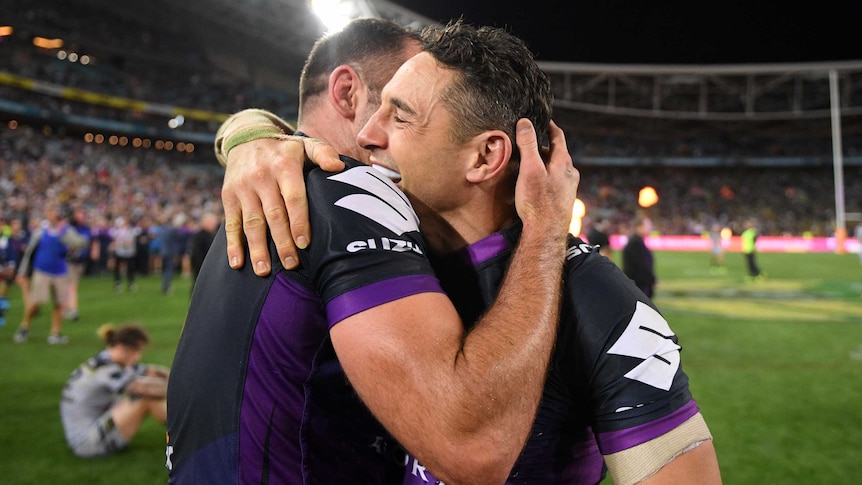 Billy Slater and Cooper Cronk hug it out
