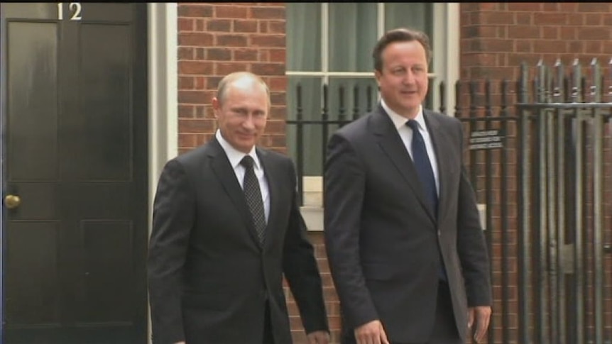 David Cameron and Vladimir Putin meet in London