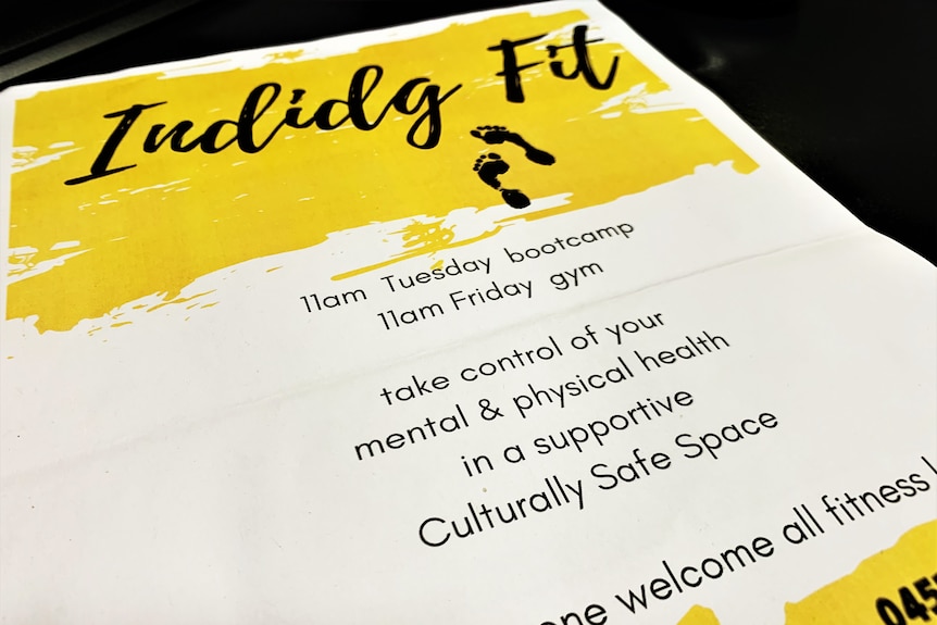 A yellow and black flyer advertising a culturally safe exercise class for Indigenous locals