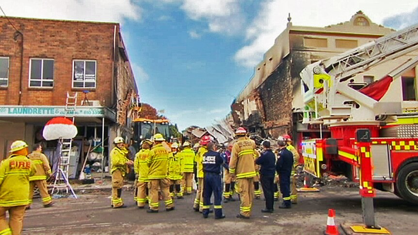 The space left in a row of shops following an explosion at a convenience store in Rozelle, Sydney