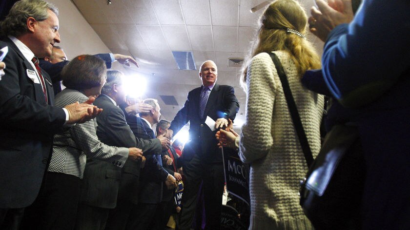 Republican presidential candidate US Senator John McCain greets supporters.