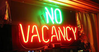 No Vacancy sign on motel